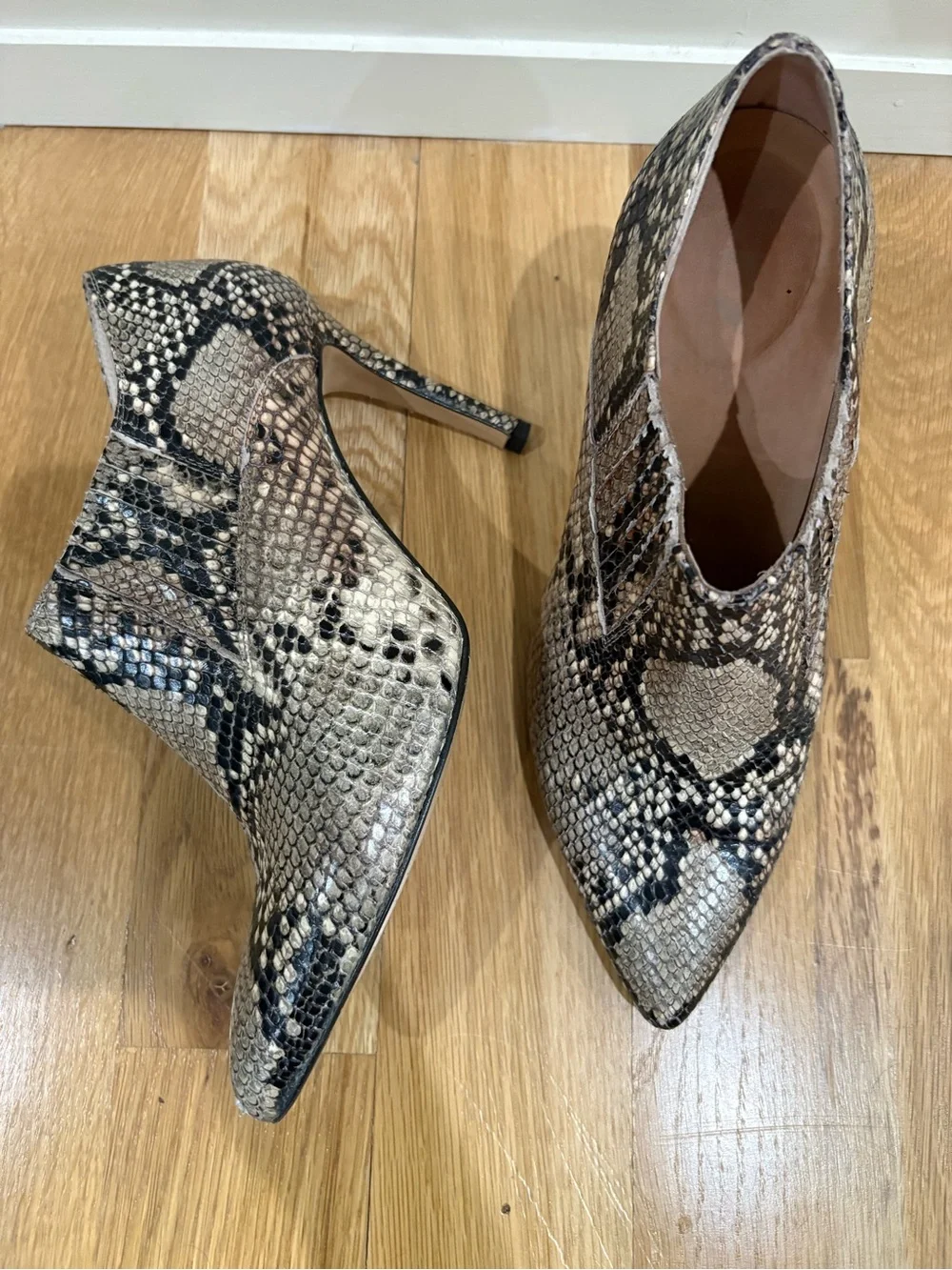Pointed Toe Snake-Print Stiletto Booties - Python 8.5 - Picture 7 of 8